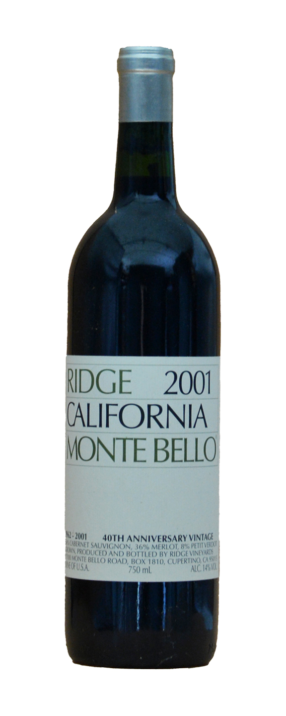 Ridge Vineyards Monte Bello 40th anniversary Vintage 2001