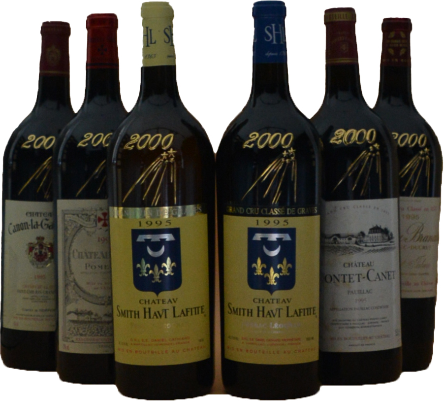 2000 Les 5 Millesimes 1995 Bordeaux Great Growths Gift Set no. 1961 in OHK 1995