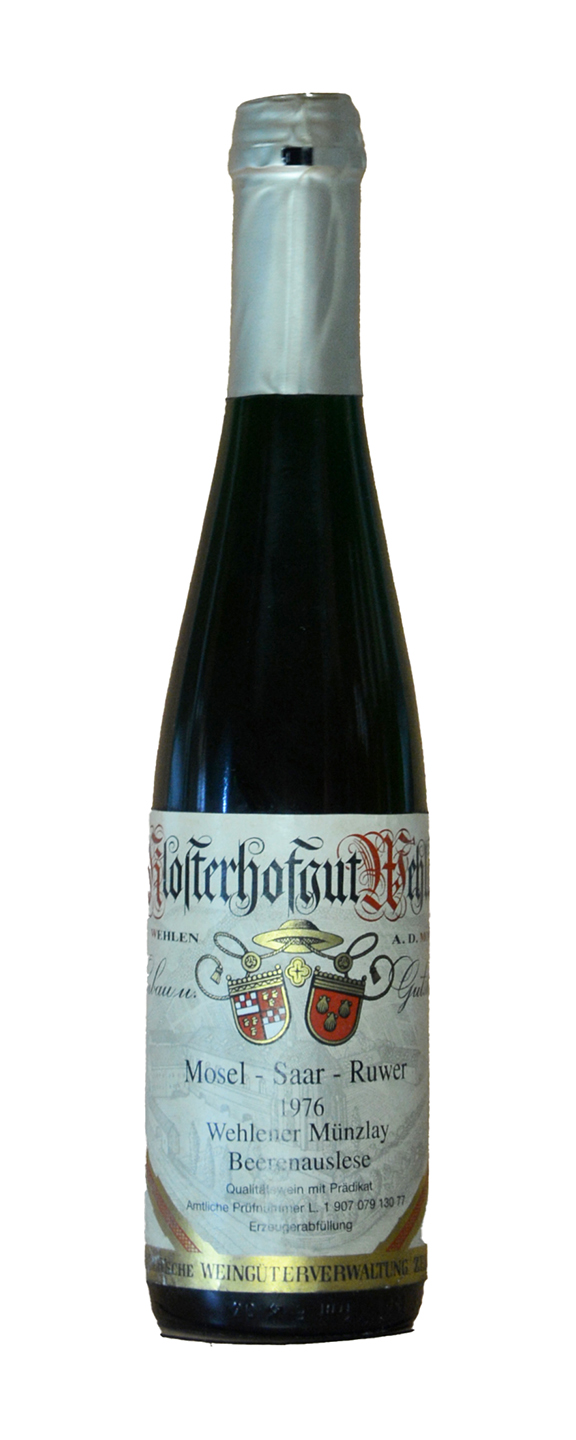 (0,375 L) Klosterhofgut Wehlen Wehlener Münzlay Riesling Beerenauslese 1976