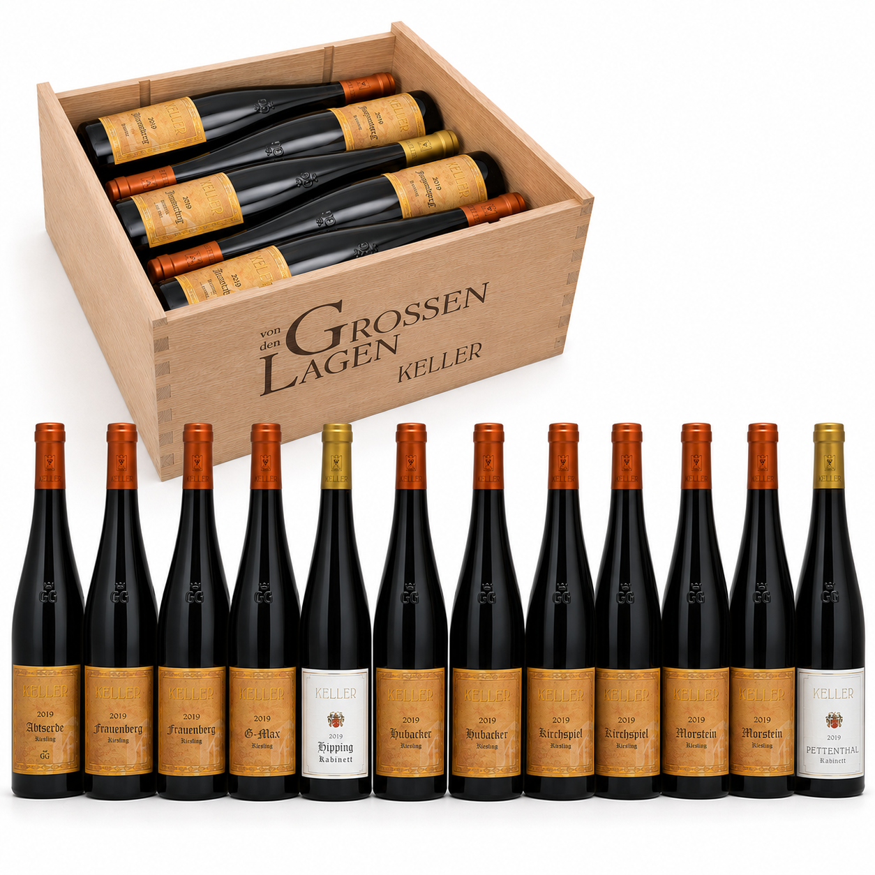 Kellerkiste von den Grossen Lagen 2019 - 12 Flaschen in original Holzkiste von Weingut Keller