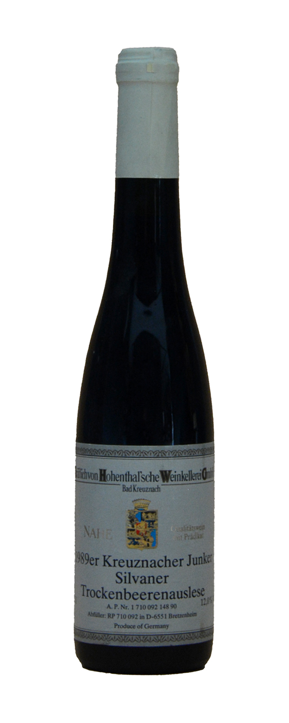(0,375 L) Hohenthalsche Weinkellerei Kreuznacher Junker Silvaner Trockenbeerenauslese 1989